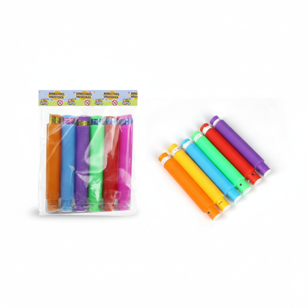 Pop Tube Colorido (Tubo Sanfonado Esticável) – Kit com 5 Unidades