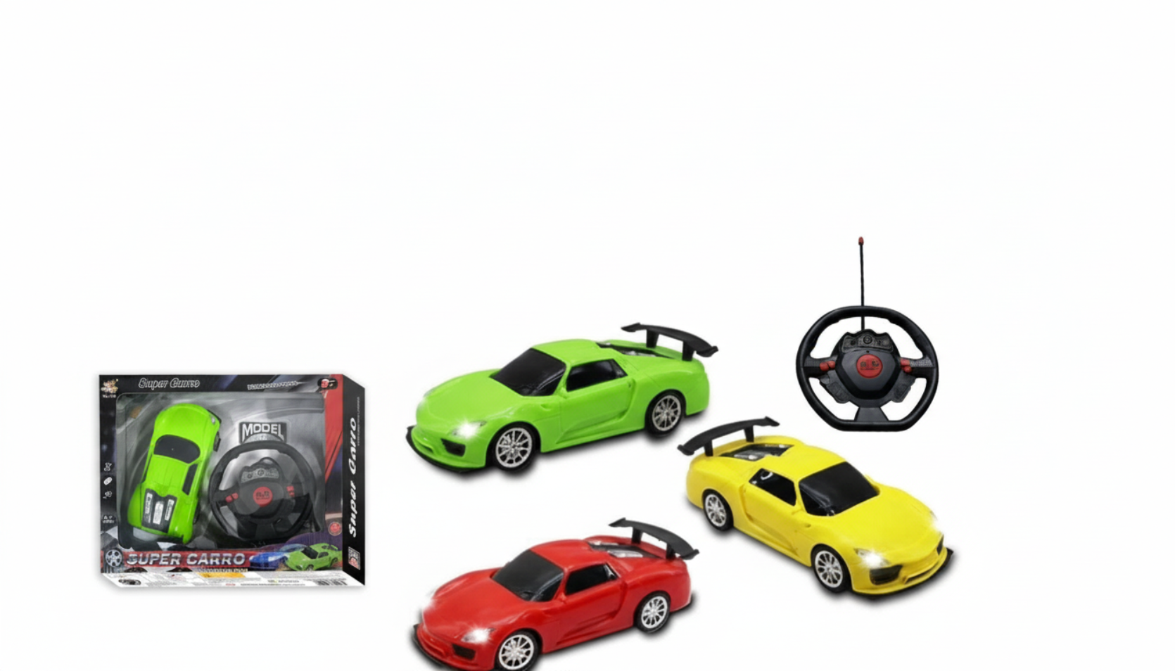 Super Carro de Controle Remoto - Kit Completo com 3 Modelos