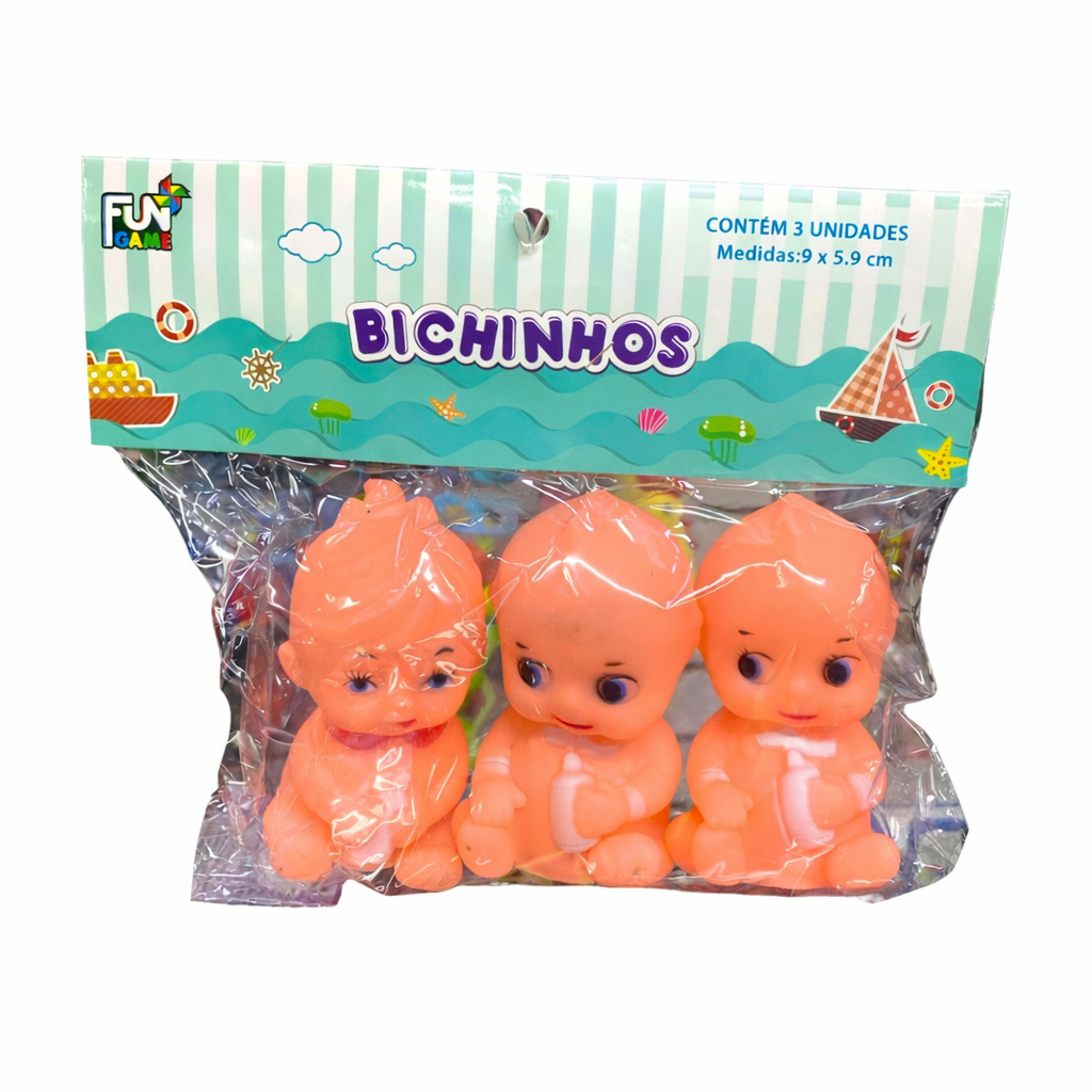 👶 Kit Bichinhos Bebê – 3 Bonequinhos Divertidos
