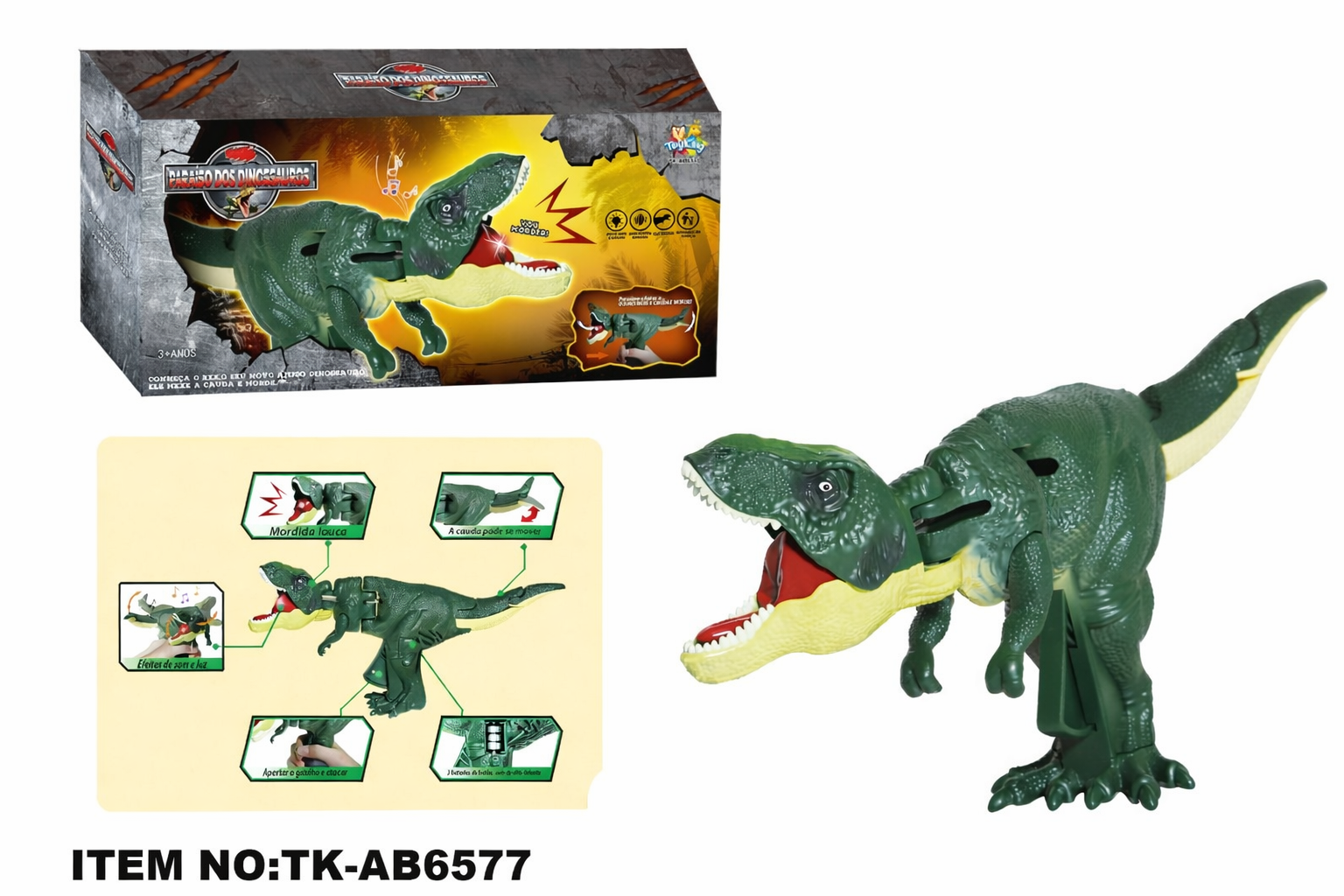 🦖 Dinossauro T-Rex com Som e Movimento