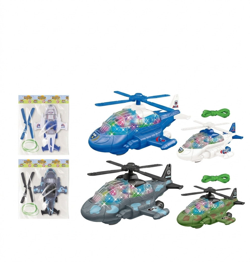 Helicóptero de Brinquedo Bate e Volta com Luzes LED e Som - Kit Diversão Realista