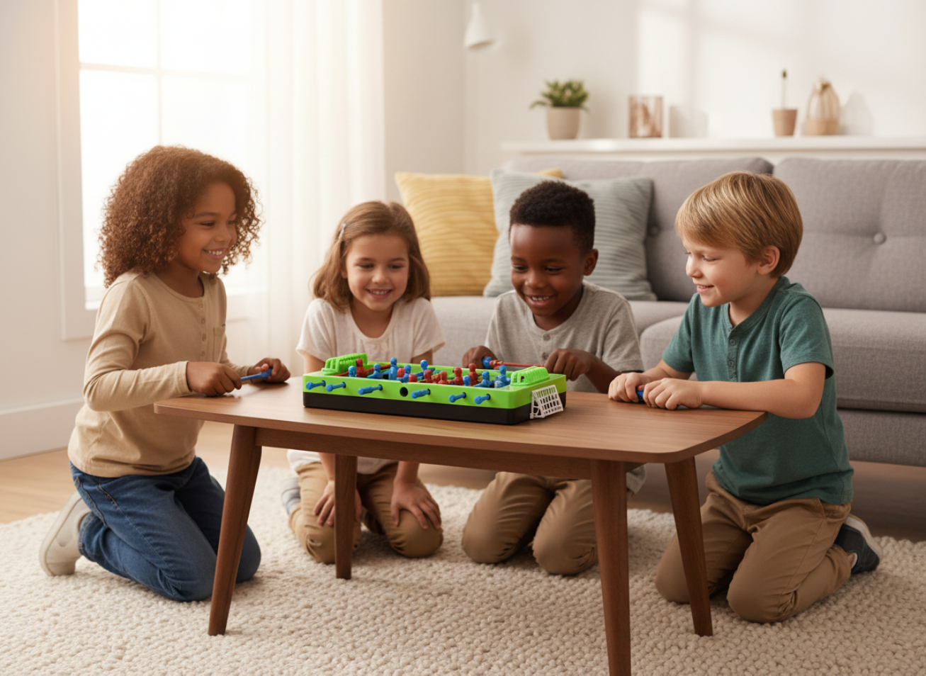 Mini Jogo de Pebolim Portátil – Diversão Garantida em Qualquer Lugar!