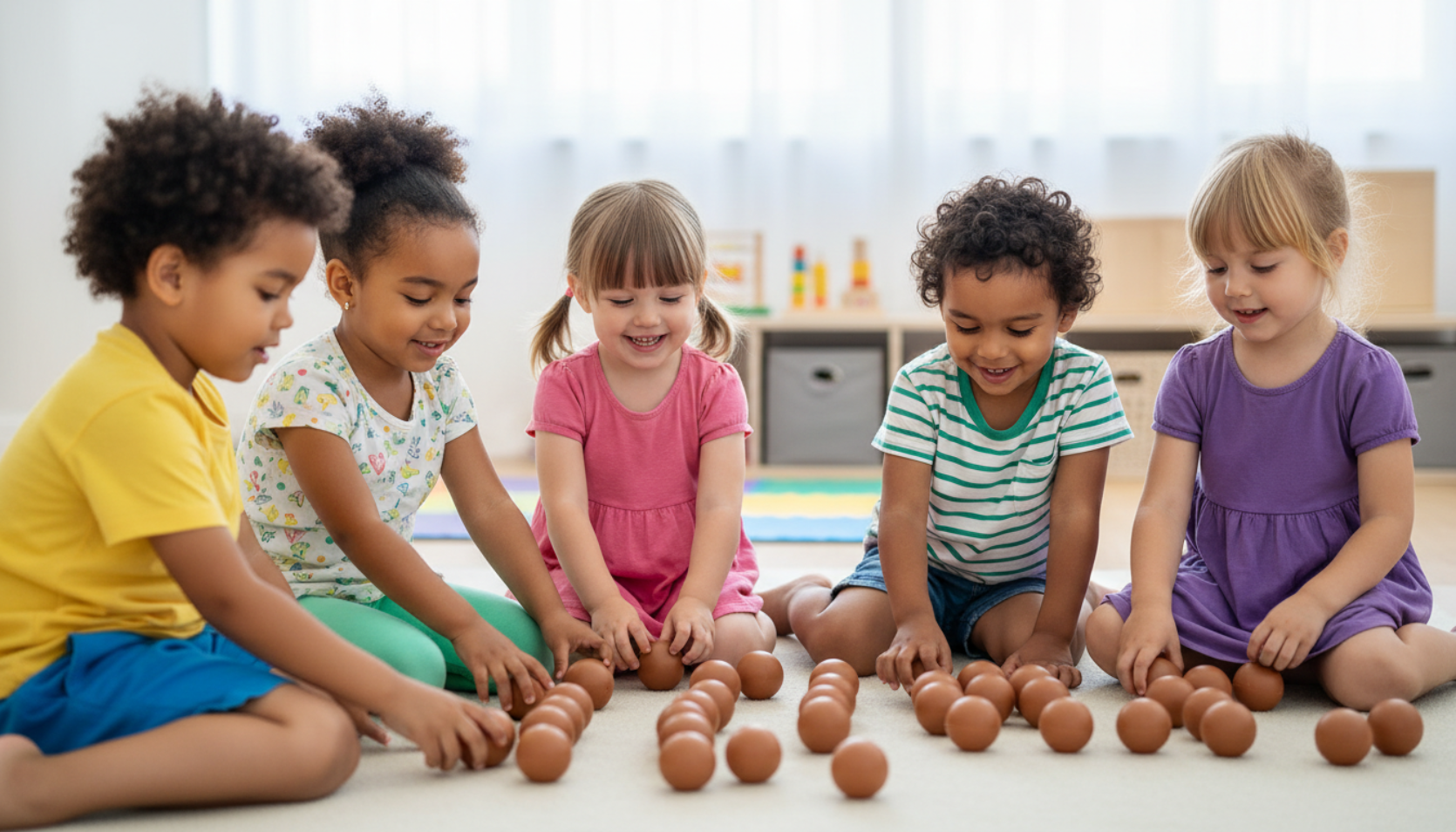 Kit de bolinhas/ovinhos plásticos ideais para brincadeiras infantis e atividades educativas.