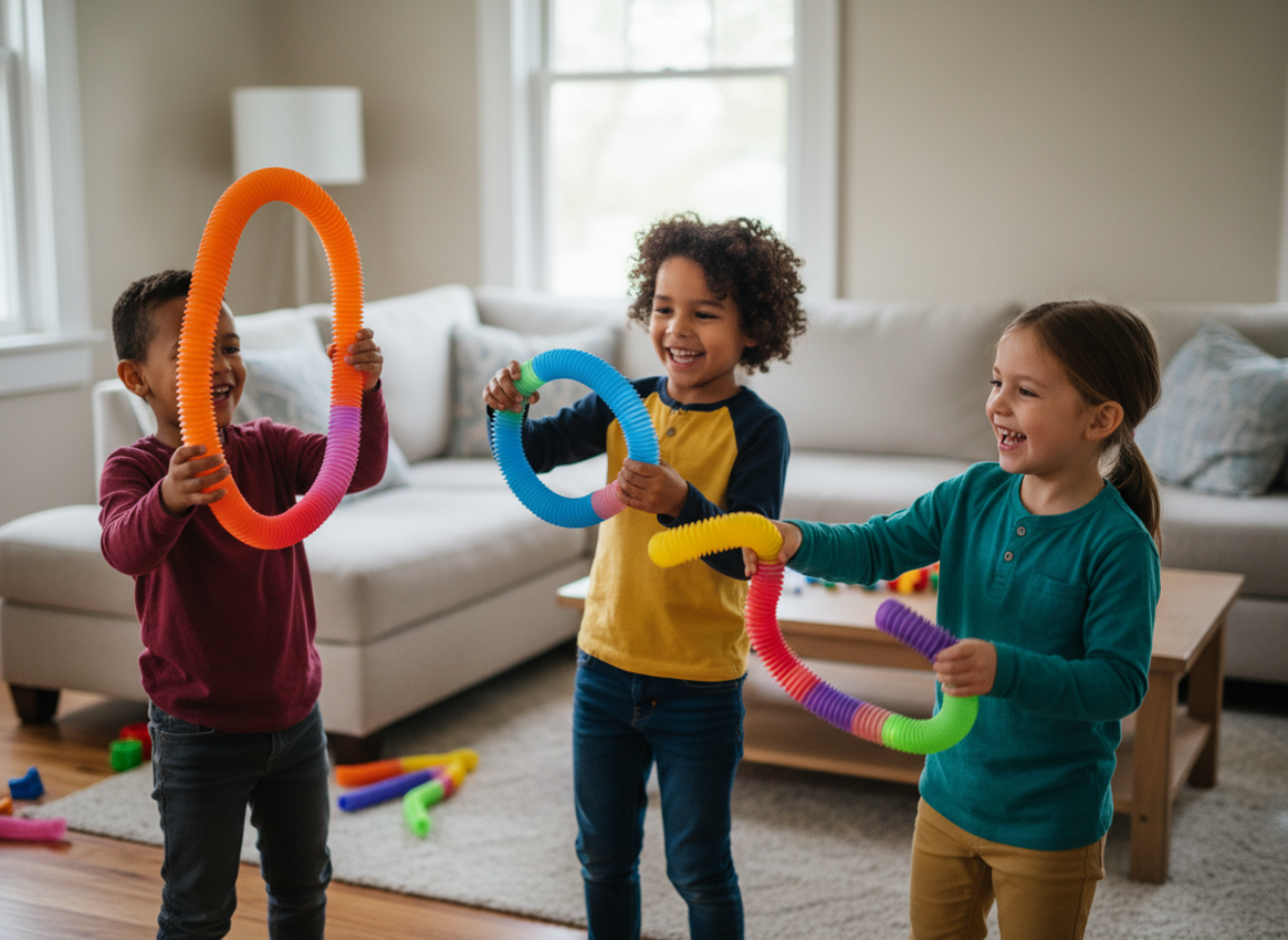 Pop Tube Colorido (Tubo Sanfonado Esticável) – Kit com 5 Unidades